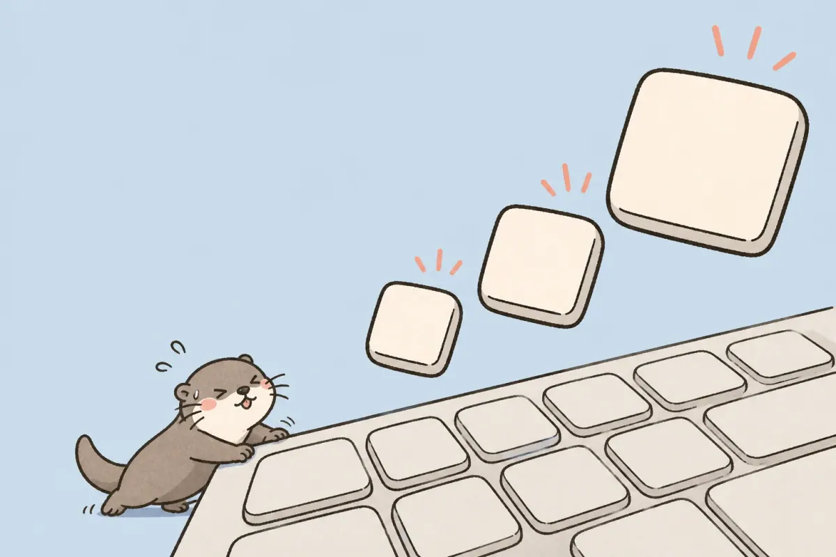 The Moyu otter pushes an enormous keyboard while blank candidate keys float upward